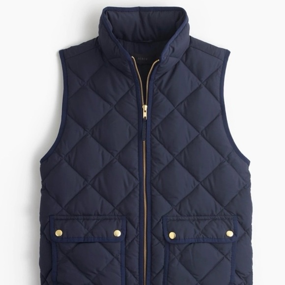 J. Crew Jackets & Blazers - J. Crew Dark Blue Quilted Vest with Metallic Zipper
New without tags condition!